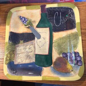 Geoffrey Allen Ceramic "Chianti" Serving Plate with matching Grapes Spreader